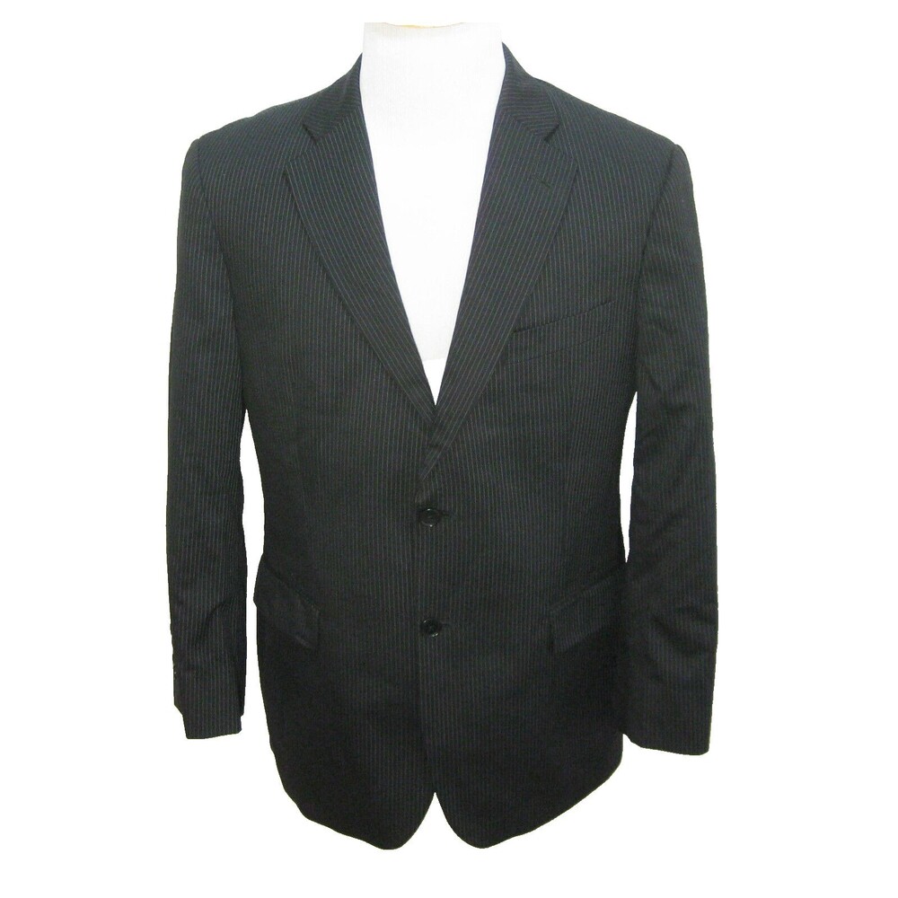 BROOKS BROTHERS Men's (Size 40s) Black Pinstripe Sport Coat Wool Blazer Jacket